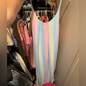 Pink Lily pink and blue maxi dress